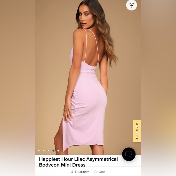 Lulu’s Happiest Hour Lilac Asymmetrical Bodycon Mini Dress - Picture 2 of 3